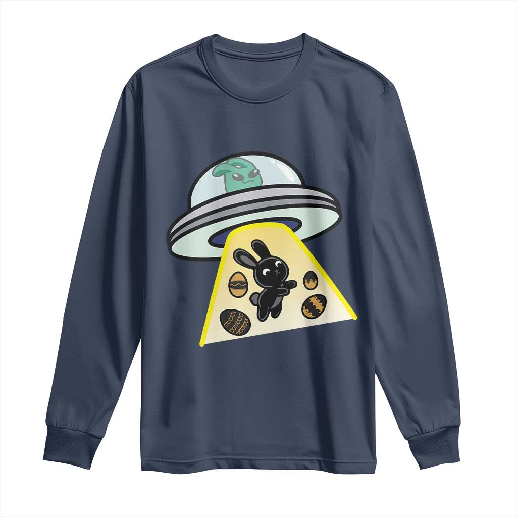 Funny Easter Day UFO Alien Bunny Long Sleeve Shirt TS11 Navy Print Your Wear