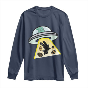 Funny Easter Day UFO Alien Bunny Long Sleeve Shirt TS11 Navy Print Your Wear