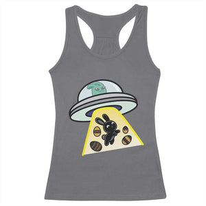 Funny Easter Day UFO Alien Bunny Racerback Tank Top TS11 Charcoal Print Your Wear