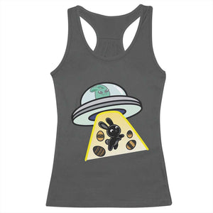 Funny Easter Day UFO Alien Bunny Racerback Tank Top TS11 Dark Heather Print Your Wear