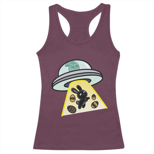 Funny Easter Day UFO Alien Bunny Racerback Tank Top TS11 Maroon Print Your Wear