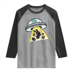 Funny Easter Day UFO Alien Bunny Raglan Shirt TS11 Sport Gray Black Print Your Wear