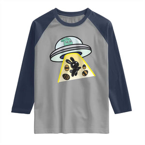 Funny Easter Day UFO Alien Bunny Raglan Shirt TS11 Sport Gray Navy Print Your Wear