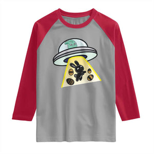 Funny Easter Day UFO Alien Bunny Raglan Shirt TS11 Sport Gray Red Print Your Wear