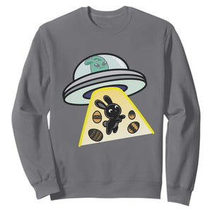 Funny Easter Day UFO Alien Bunny Sweatshirt TS11 Charcoal Print Your Wear