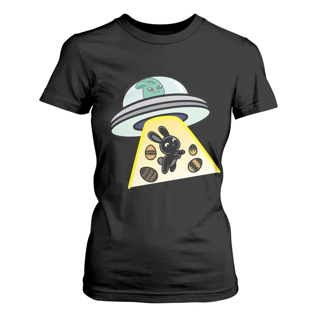 Funny Easter Day UFO Alien Bunny T Shirt For Women TS11 Black Print Your Wear