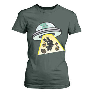 Funny Easter Day UFO Alien Bunny T Shirt For Women TS11 Dark Forest Green Print Your Wear