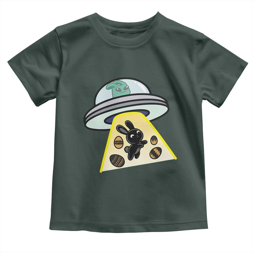 Funny Easter Day UFO Alien Bunny Toddler T Shirt TS11 Dark Forest Green Print Your Wear