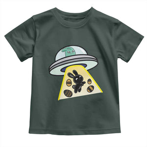 Funny Easter Day UFO Alien Bunny Toddler T Shirt TS11 Dark Forest Green Print Your Wear