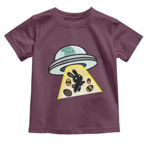 Funny Easter Day UFO Alien Bunny Toddler T Shirt TS11 Maroon Print Your Wear