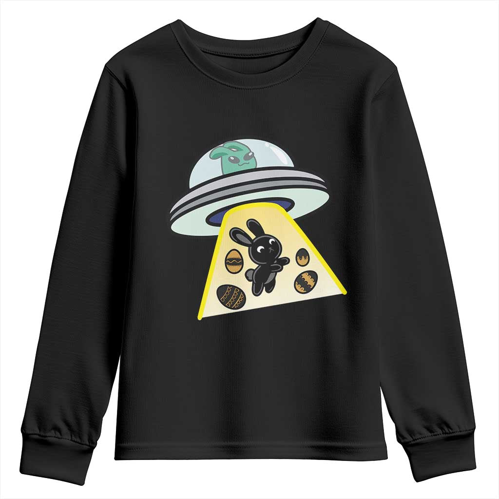 Funny Easter Day UFO Alien Bunny Youth Sweatshirt TS11 Black Print Your Wear