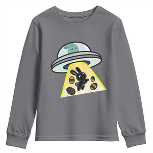Funny Easter Day UFO Alien Bunny Youth Sweatshirt TS11 Charcoal Print Your Wear