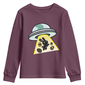 Funny Easter Day UFO Alien Bunny Youth Sweatshirt TS11 Maroon Print Your Wear