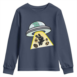 Funny Easter Day UFO Alien Bunny Youth Sweatshirt TS11 Navy Print Your Wear