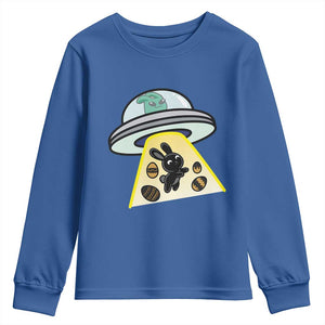 Funny Easter Day UFO Alien Bunny Youth Sweatshirt TS11 Royal Blue Print Your Wear