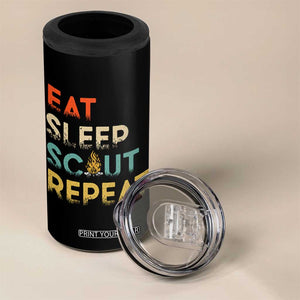 Funny Eat Sleep Scout Repeat 4 in 1 Can Cooler Tumbler Scouting Outdoor Camping Nature Campfire TS11 Print Your Wear