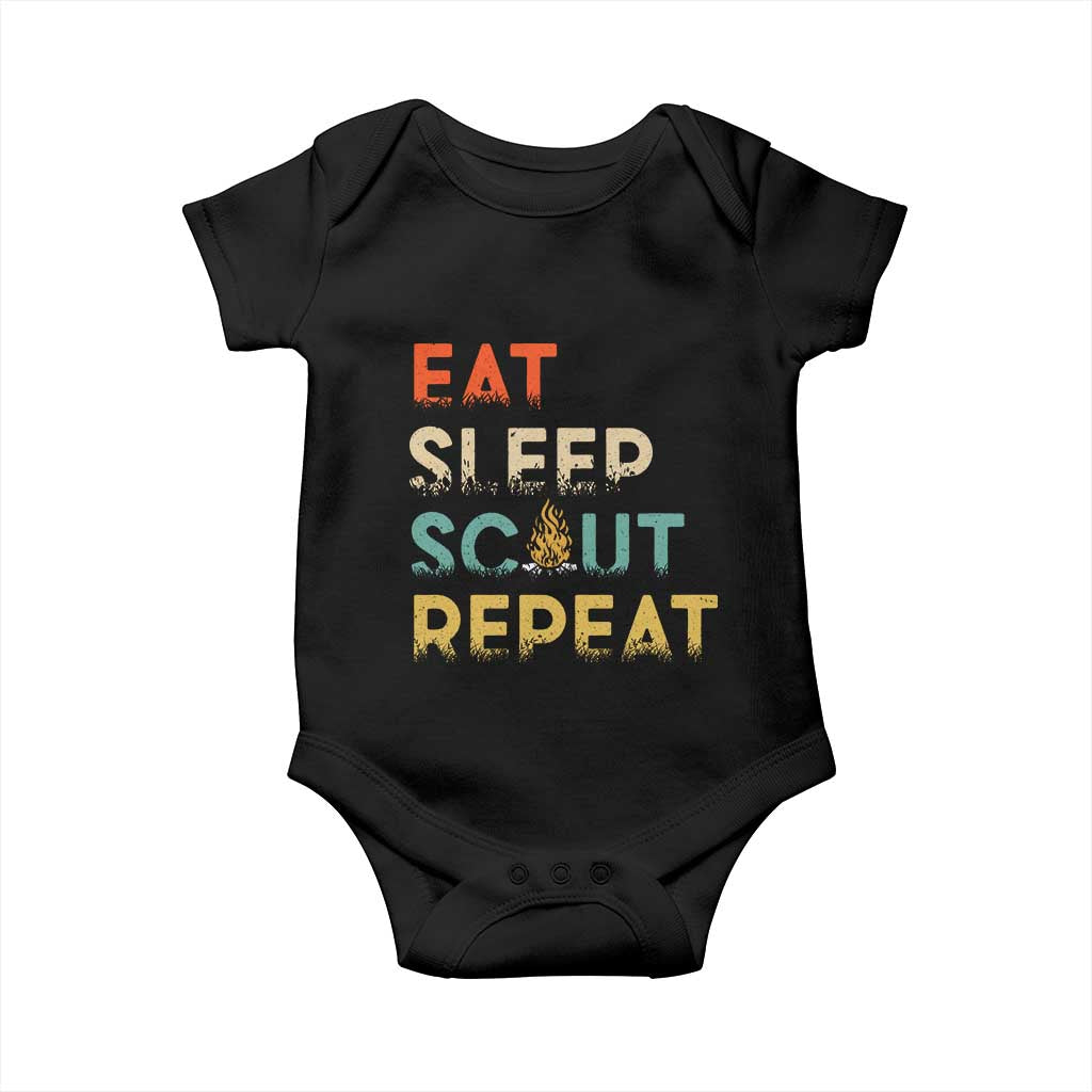 Funny Eat Sleep Scout Repeat Baby Onesie Scouting Outdoor Camping Nature Campfire TS11 Black Print Your Wear