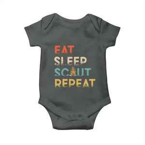 Funny Eat Sleep Scout Repeat Baby Onesie Scouting Outdoor Camping Nature Campfire TS11 Dark Heather Print Your Wear