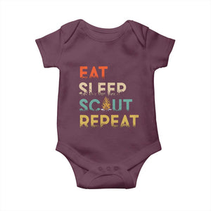 Funny Eat Sleep Scout Repeat Baby Onesie Scouting Outdoor Camping Nature Campfire TS11 Maroon Print Your Wear
