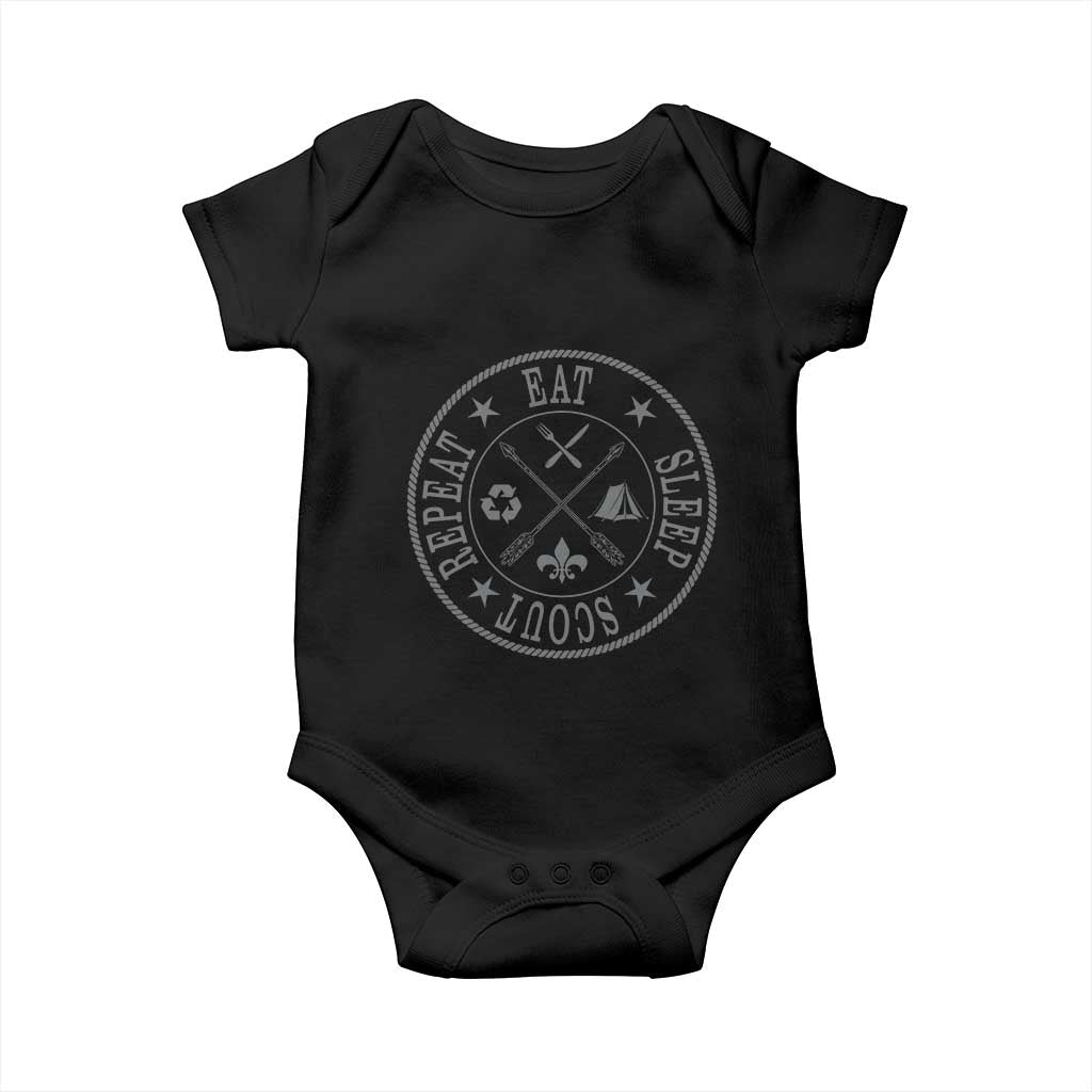 Funny Eat Sleep Scout Repeat Baby Onesie Scouting Outdoor Camping Nature TS11 Black Print Your Wear
