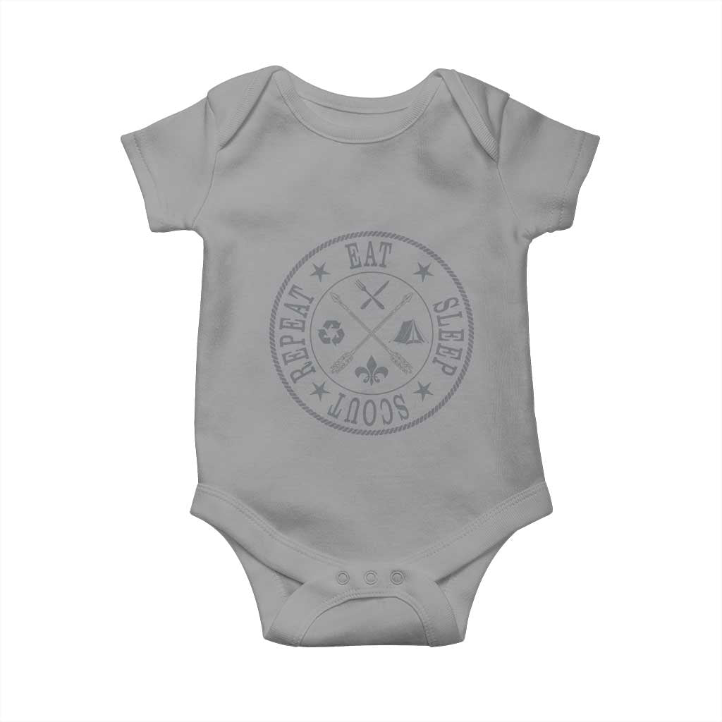 Funny Eat Sleep Scout Repeat Baby Onesie Scouting Outdoor Camping Nature TS11 Sport Gray Print Your Wear