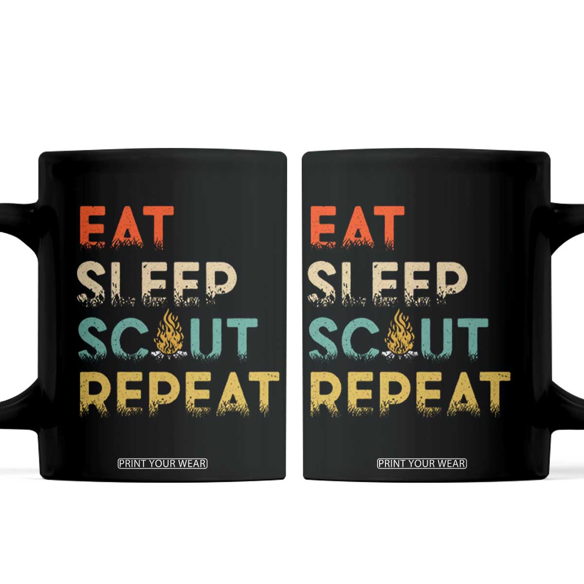 Funny Eat Sleep Scout Repeat Coffee Mug Scouting Outdoor Camping Nature Campfire TS11 Black Print Your Wear