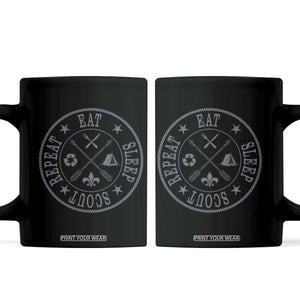 Funny Eat Sleep Scout Repeat Coffee Mug Scouting Outdoor Camping Nature TS11 Black Print Your Wear