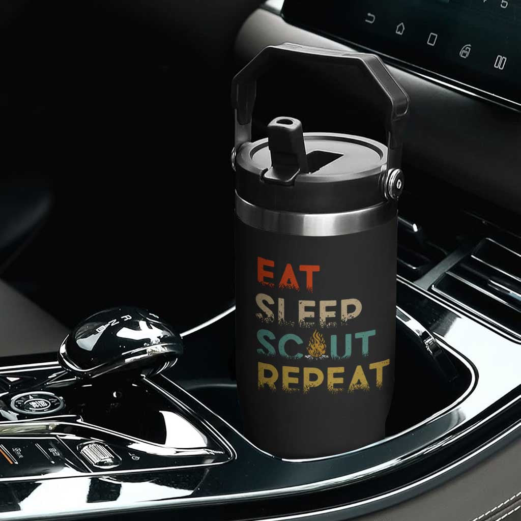 Funny Eat Sleep Scout Repeat Flip Straw Tumbler Scouting Outdoor Camping Nature Campfire TS11 Print Your Wear