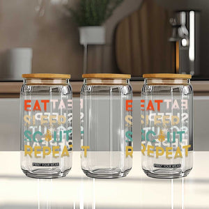 Funny Eat Sleep Scout Repeat Glass Can Scouting Outdoor Camping Nature Campfire TS11 Print Your Wear