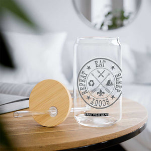 Funny Eat Sleep Scout Repeat Glass Can Scouting Outdoor Camping Nature TS11 Print Your Wear