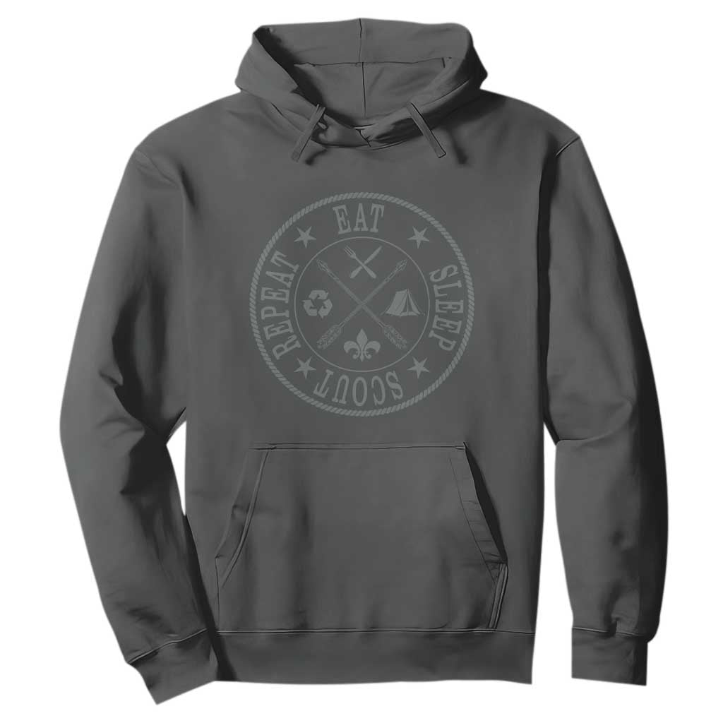 Funny Eat Sleep Scout Repeat Hoodie Scouting Outdoor Camping Nature TS11 Dark Heather Print Your Wear