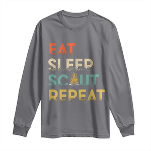 Funny Eat Sleep Scout Repeat Long Sleeve Shirt Scouting Outdoor Camping Nature Campfire TS11 Charcoal Print Your Wear