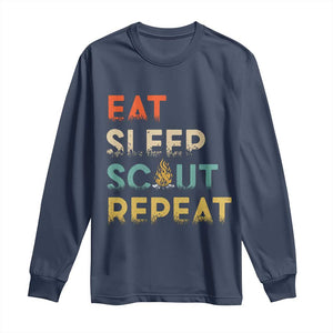 Funny Eat Sleep Scout Repeat Long Sleeve Shirt Scouting Outdoor Camping Nature Campfire TS11 Navy Print Your Wear