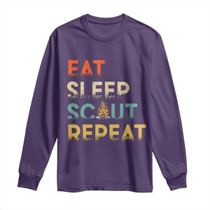 Funny Eat Sleep Scout Repeat Long Sleeve Shirt Scouting Outdoor Camping Nature Campfire TS11 Purple Print Your Wear