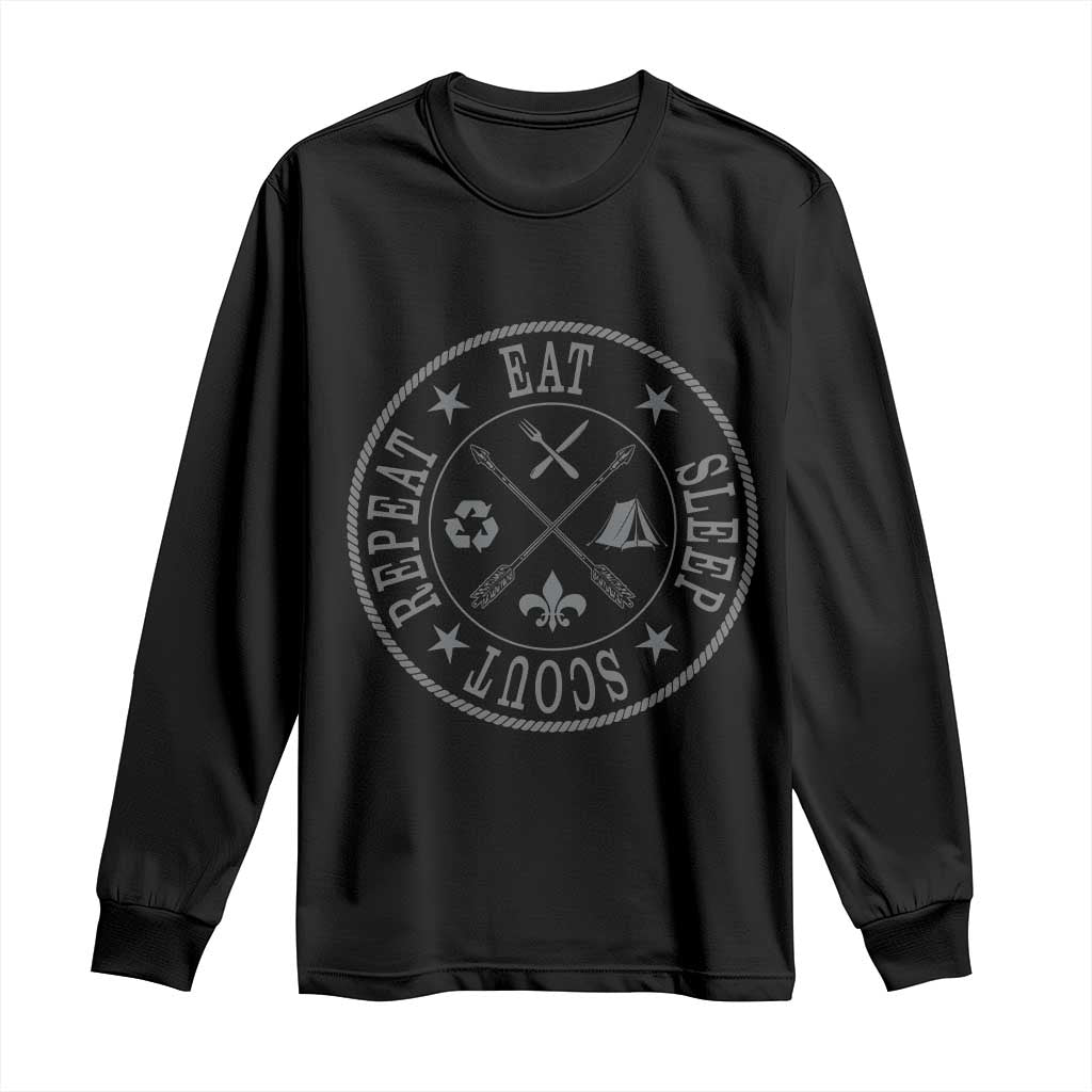 Funny Eat Sleep Scout Repeat Long Sleeve Shirt Scouting Outdoor Camping Nature TS11 Black Print Your Wear