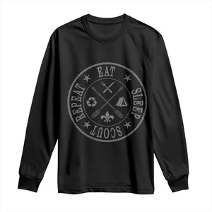 Funny Eat Sleep Scout Repeat Long Sleeve Shirt Scouting Outdoor Camping Nature TS11 Black Print Your Wear