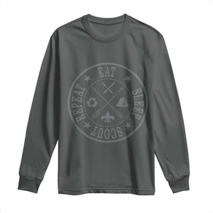 Funny Eat Sleep Scout Repeat Long Sleeve Shirt Scouting Outdoor Camping Nature TS11 Dark Heather Print Your Wear