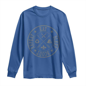 Funny Eat Sleep Scout Repeat Long Sleeve Shirt Scouting Outdoor Camping Nature TS11 Royal Blue Print Your Wear