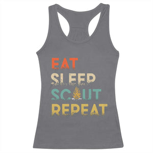 Funny Eat Sleep Scout Repeat Racerback Tank Top Scouting Outdoor Camping Nature Campfire TS11 Charcoal Print Your Wear