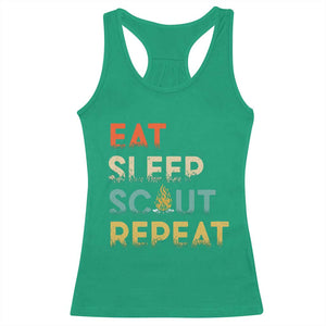 Funny Eat Sleep Scout Repeat Racerback Tank Top Scouting Outdoor Camping Nature Campfire TS11 Irish Green Print Your Wear
