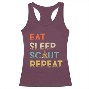 Funny Eat Sleep Scout Repeat Racerback Tank Top Scouting Outdoor Camping Nature Campfire TS11 Maroon Print Your Wear
