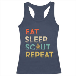 Funny Eat Sleep Scout Repeat Racerback Tank Top Scouting Outdoor Camping Nature Campfire TS11 Navy Print Your Wear
