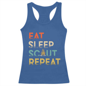 Funny Eat Sleep Scout Repeat Racerback Tank Top Scouting Outdoor Camping Nature Campfire TS11 Royal Blue Print Your Wear