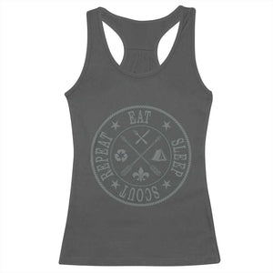 Funny Eat Sleep Scout Repeat Racerback Tank Top Scouting Outdoor Camping Nature TS11 Dark Heather Print Your Wear
