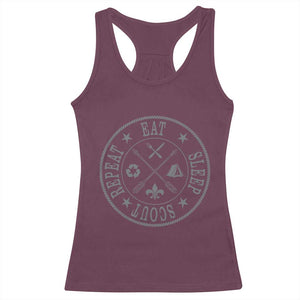 Funny Eat Sleep Scout Repeat Racerback Tank Top Scouting Outdoor Camping Nature TS11 Maroon Print Your Wear