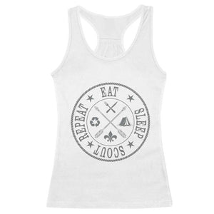 Funny Eat Sleep Scout Repeat Racerback Tank Top Scouting Outdoor Camping Nature TS11 White Print Your Wear