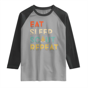 Funny Eat Sleep Scout Repeat Raglan Shirt Scouting Outdoor Camping Nature Campfire TS11 Sport Gray Black Print Your Wear