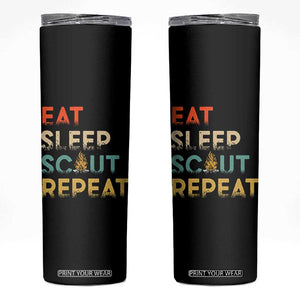 Funny Eat Sleep Scout Repeat Skinny Tumbler Scouting Outdoor Camping Nature Campfire TS11 Black Print Your Wear