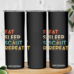 Funny Eat Sleep Scout Repeat Skinny Tumbler Scouting Outdoor Camping Nature Campfire TS11 Print Your Wear