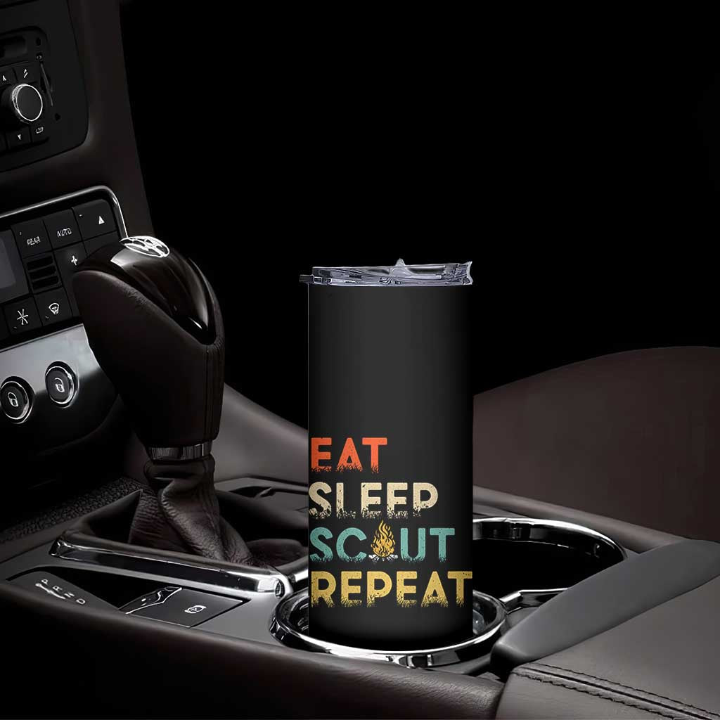 Funny Eat Sleep Scout Repeat Skinny Tumbler Scouting Outdoor Camping Nature Campfire TS11 Print Your Wear